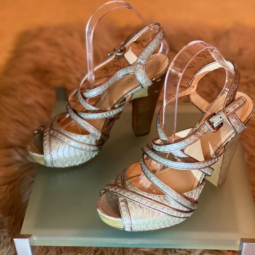 Coach Python Metallic Gray Sandal
